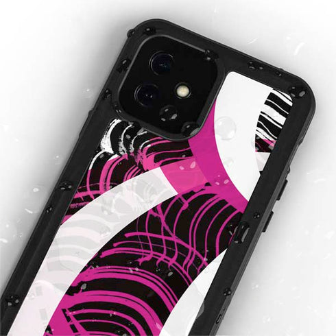 Pink and White Hipster iPhone 12 Waterproof Case