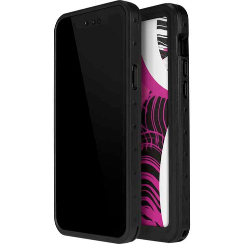 Pink and White Hipster iPhone 14 Pro Max Waterproof Case
