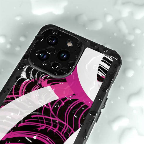 Pink and White Hipster iPhone 14 Pro Max Waterproof Case