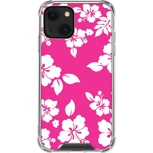 Pink and White iPhone 14 Plus Clear Case