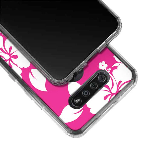 Pink and White LG K51/Q51 Clear Case