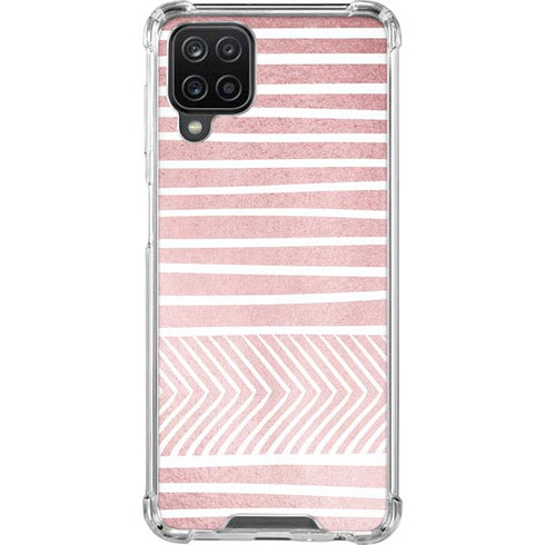Pink and White Stripes Galaxy A12 Clear Case