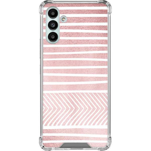 Pink and White Stripes Galaxy A13 5G Clear Case