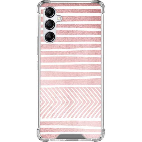Pink and White Stripes Galaxy A14 5G Clear Case