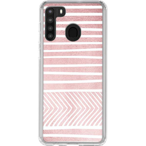 Pink and White Stripes Galaxy A21 Clear Case