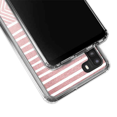Pink and White Stripes Galaxy A21 Clear Case