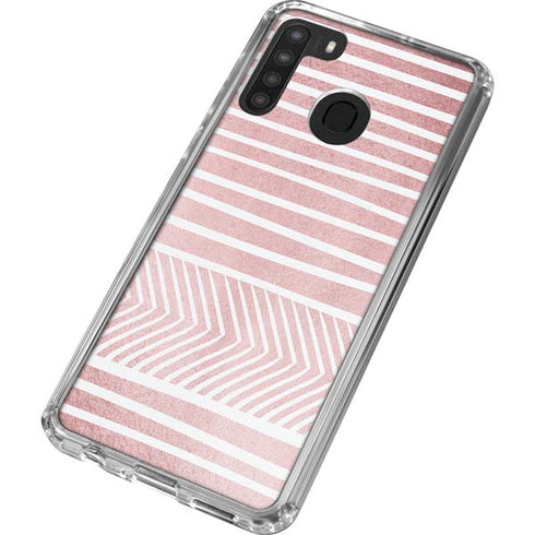 Pink and White Stripes Galaxy A21 Clear Case