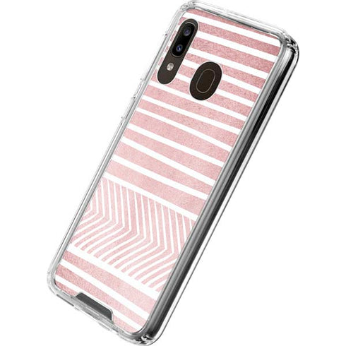 Pink and White Stripes Galaxy A30 Clear Case