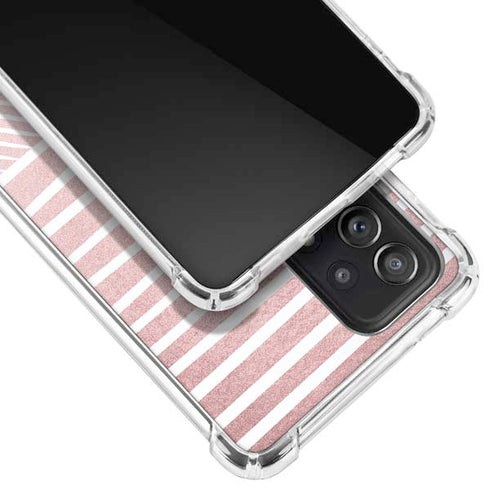 Pink and White Stripes Galaxy A72 5G Clear Case