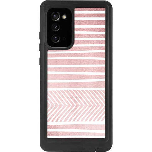 Pink and White Stripes Galaxy Note20 5G Waterproof Case