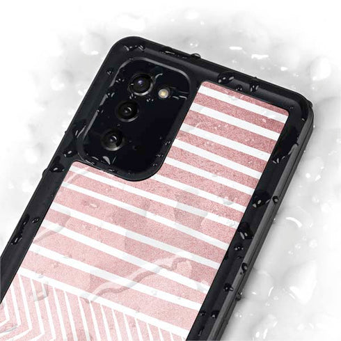 Pink and White Stripes Galaxy Note20 5G Waterproof Case