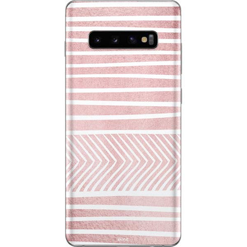 Pink and White Stripes Galaxy S10 Plus Skin