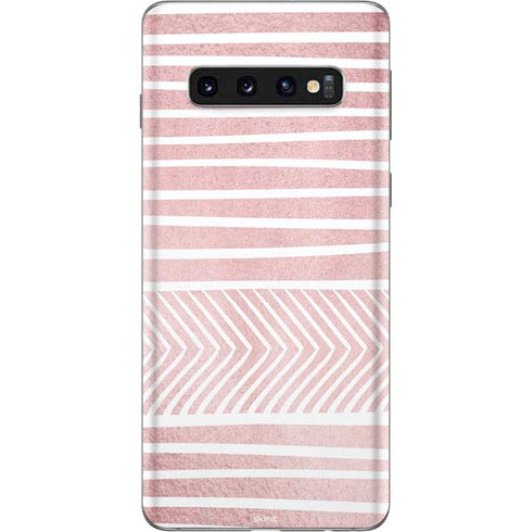 Pink and White Stripes Galaxy S10 Skin