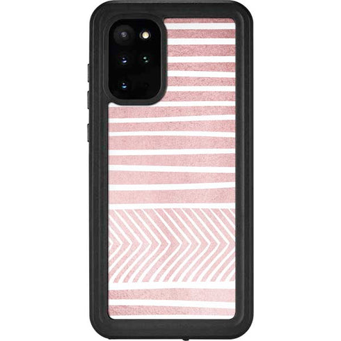 Pink and White Stripes Galaxy S20 Plus Waterproof Case