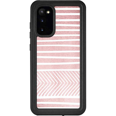 Pink and White Stripes Galaxy S20 Waterproof Case
