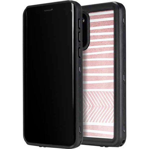 Pink and White Stripes Galaxy S20 Waterproof Case