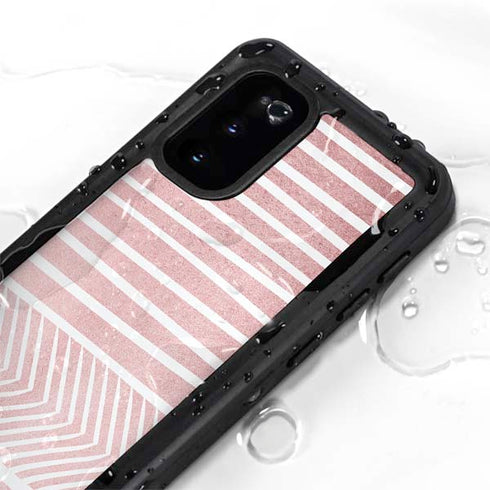 Pink and White Stripes Galaxy S20 Waterproof Case
