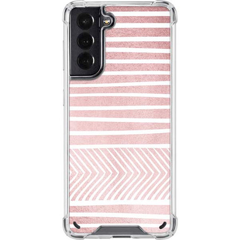 Pink and White Stripes Galaxy S21 5G Clear Case