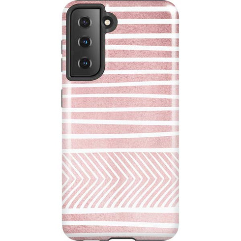 Pink and White Stripes Galaxy S21 5G Pro Case