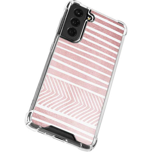 Pink and White Stripes Galaxy S21 FE Clear Case