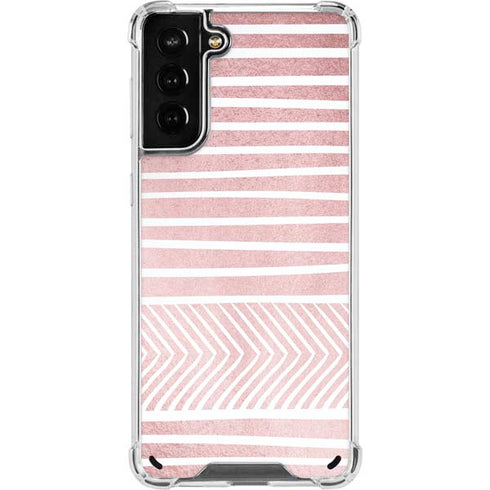 Pink and White Stripes Galaxy S21 Plus 5G Clear Case