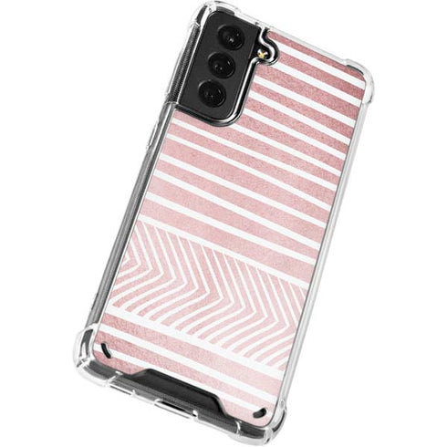 Pink and White Stripes Galaxy S21 Plus 5G Clear Case