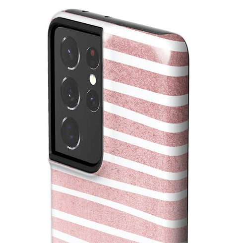 Pink and White Stripes Galaxy S21 Ultra 5G Pro Case