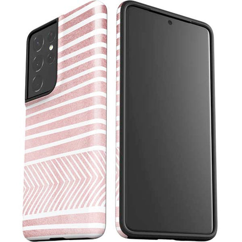 Pink and White Stripes Galaxy S21 Ultra 5G Pro Case