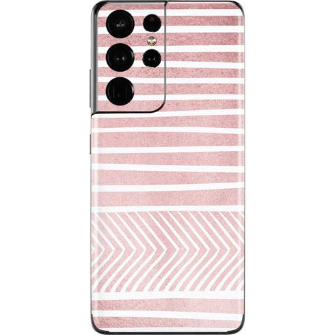 Pink and White Stripes Galaxy S21 Ultra 5G Skin