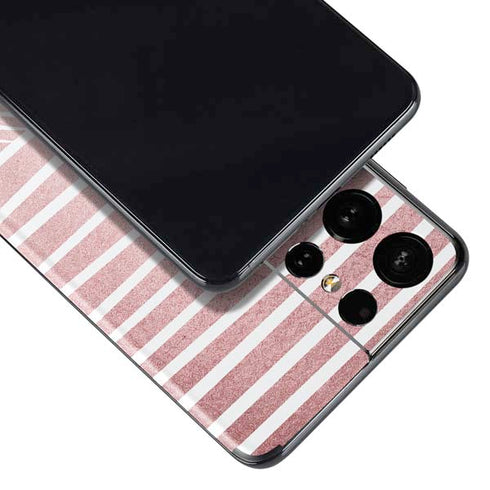 Pink and White Stripes Galaxy S21 Ultra 5G Skin