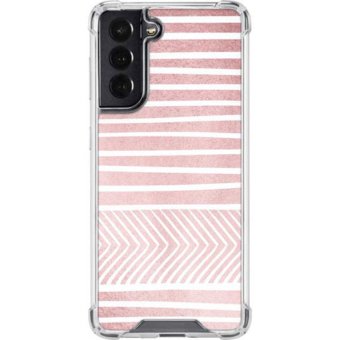 Pink and White Stripes Galaxy S22 Clear Case