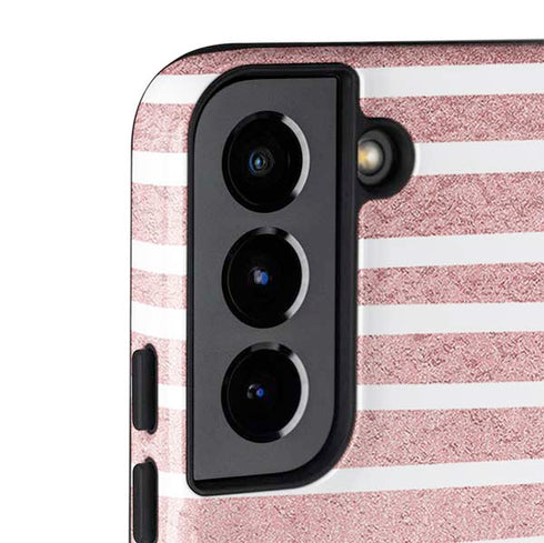 Pink and White Stripes Galaxy S22 Pro Case