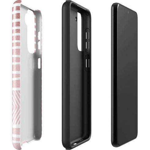 Pink and White Stripes Galaxy S22 Pro Case