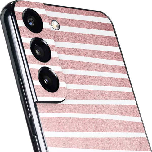 Pink and White Stripes Galaxy S22 Skin