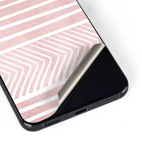 Pink and White Stripes Galaxy S22 Skin