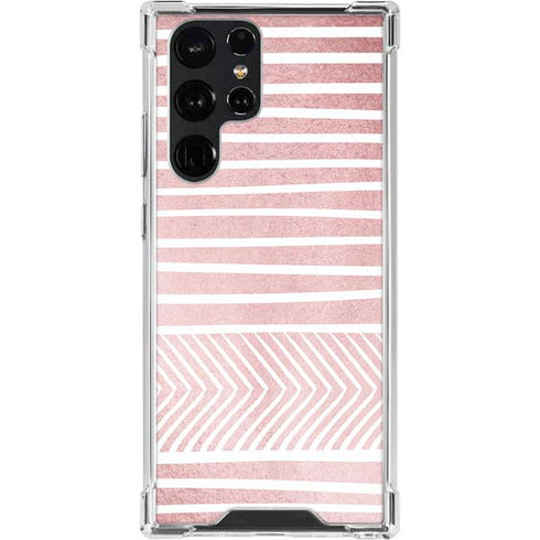 Pink and White Stripes Galaxy S22 Ultra Clear Case