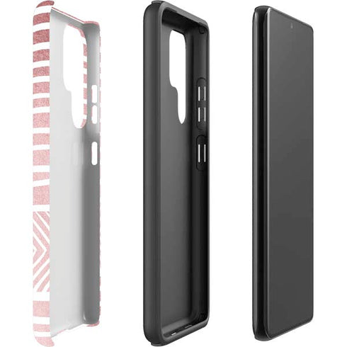 Pink and White Stripes Galaxy S22 Ultra Pro Case