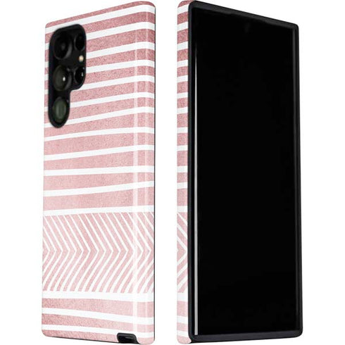 Pink and White Stripes Galaxy S22 Ultra Pro Case