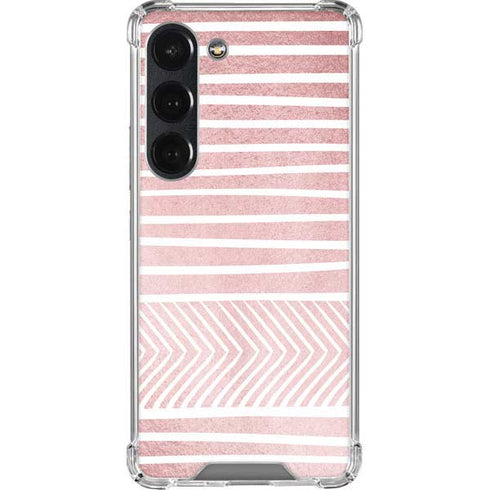 Pink and White Stripes Galaxy S23 Clear Case