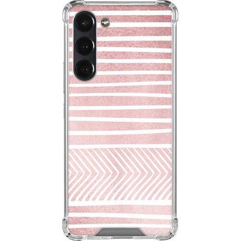 Pink and White Stripes Galaxy S23 Plus Clear Case