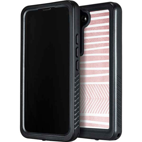 Pink and White Stripes Galaxy S23 Plus Waterproof Case