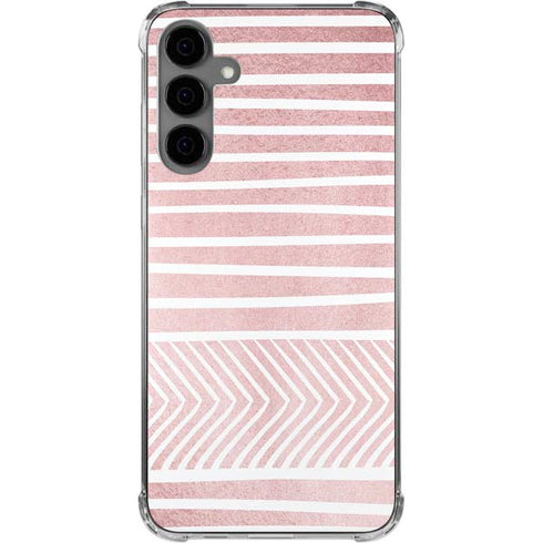 Pink and White Stripes Galaxy S24 Plus Clear Case