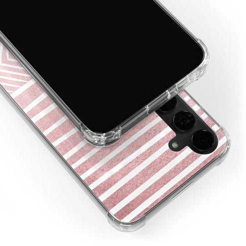Pink and White Stripes Galaxy S24 Plus Clear Case