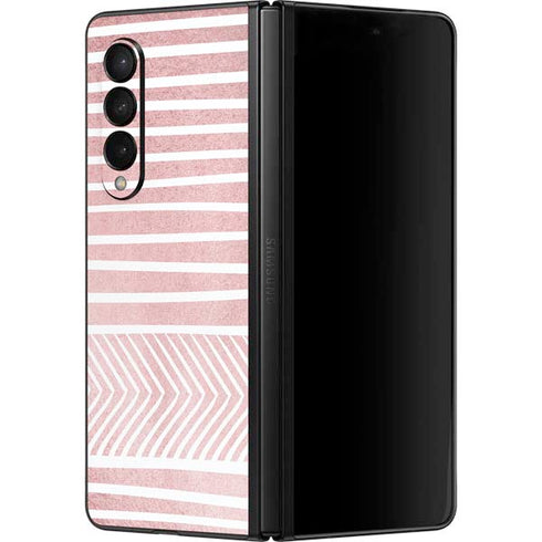 Pink and White Stripes Galaxy Z Fold3 5G Skin