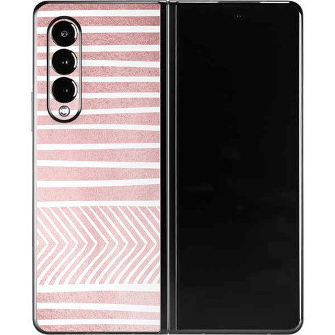 Pink and White Stripes Galaxy Z Fold3 5G Skin