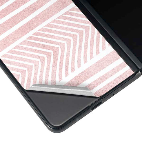 Pink and White Stripes Galaxy Z Fold3 5G Skin