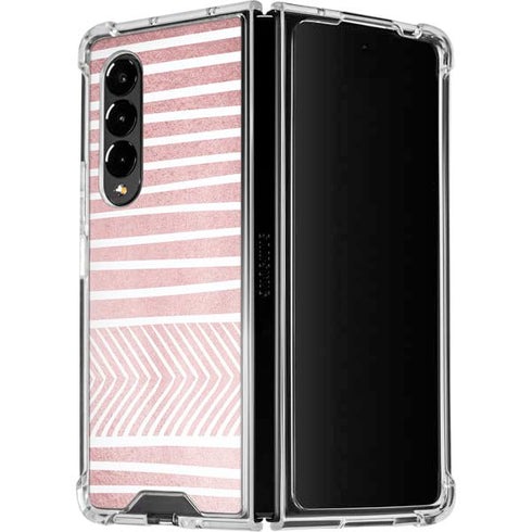 Pink and White Stripes Galaxy Z Fold4 5G Clear Case