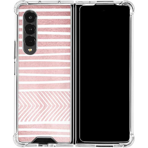 Pink and White Stripes Galaxy Z Fold4 5G Clear Case