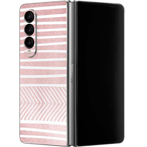 Pink and White Stripes Galaxy Z Fold4 5G Skin