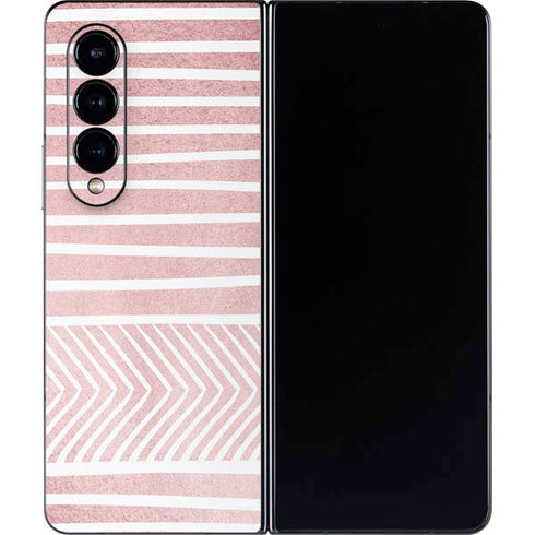 Pink and White Stripes Galaxy Z Fold4 5G Skin